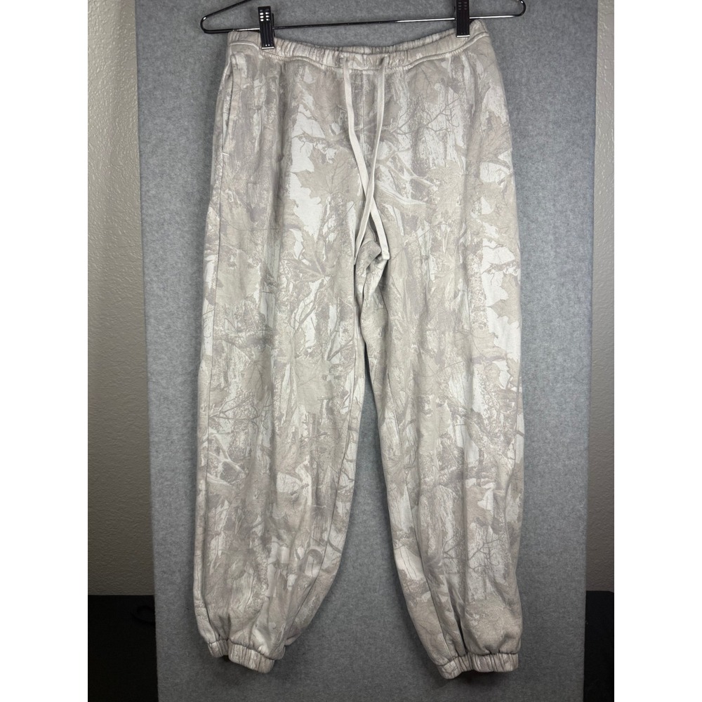 Hollister Camouflage Tree Branch Print Fleece Joggers Cream Grey XS